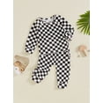 thumbnail image 3 of Suealasg Toddler Baby Boys Clothes 6M 1T 2T 3T Long Sleeve Crew Neck Checkerboard Print Tops Long Pants Set Infant Boys Fall 2Pcs Outfits, 3 of 7