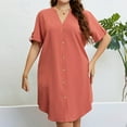 thumbnail image 4 of IROINNID Summer Dresses for Women , Plus Size Wedding Guest Knee Length Dresses for Women with Short Sleeve and V-Neck Summer Outfits Dress, 4 of 6