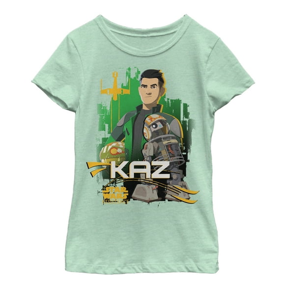 Girl's Star Wars Resistance Kaz & Bucket  Graphic Tee Mint Medium