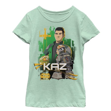 Girl s Star Wars Resistance Kaz & Bucket Graphic Tee Mint Large