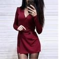 thumbnail image 4 of Womens Summer Casual Working Long Sleeve Deep V-Neck Double-Breasted Jumpsuit Shorts Female Solid Color Office Short Romper Ladies Playsuits Overalls Loungewear, 4 of 4