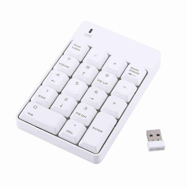 Teclado numérico USB inalámbrico de 2,4 GHz Teclado numérico 18 teclas Computadora portátil Nueva blanca
