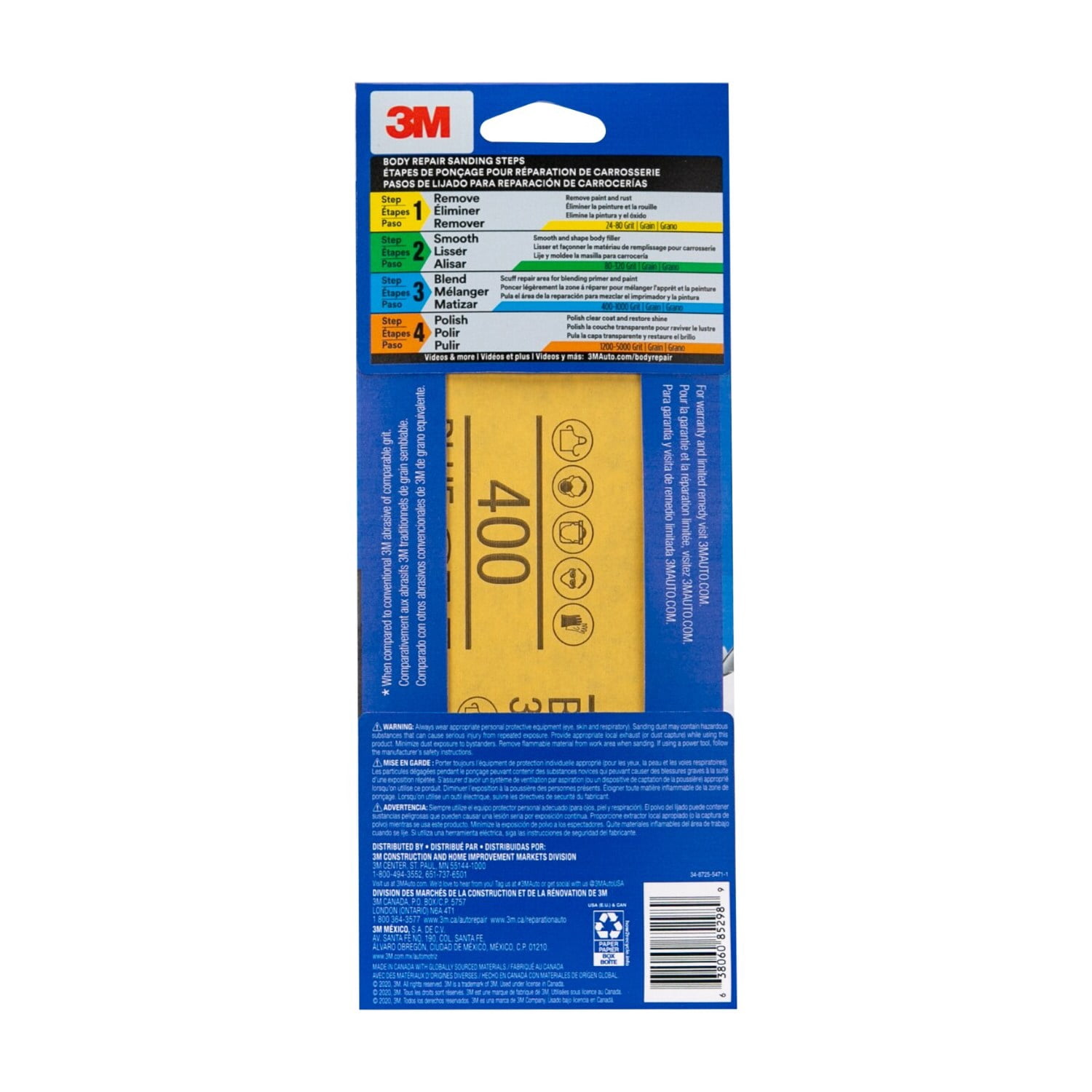 (2 pack) 3M Blue Technology Sandpaper , 3 2/3 in x 9 in, 400 Grit, 8-Pack