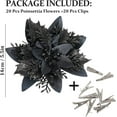 thumbnail image 2 of MINKUROW 20Pcs Christmas Flower Poinsettias 5.5 Inch Xmas Black Glitter Artificial Flowers with 20Pcs Metal Clips Christmas Poinsettia Decor for Christmas Tree Ornaments Wreaths Garland Party Decor, 2 of 7
