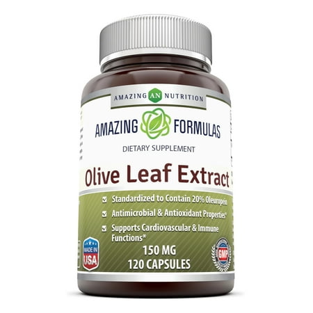 Amazing Formulas Olive Leaf Extract (Standardized to 20% Oleuropein) 150 Mg 120 (Best Olive Leaf Extract Capsules)