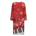 thumbnail image 4 of Yuyamidu Womens Christmas Robes Music Note Long Sleeve Bathrobe with Front Zipper Snowflake Round Neck Gowns for Ladies Sleepwear Housecoat Red Pajama Nightgown Size S, 4 of 7