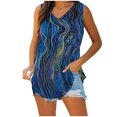 thumbnail image 2 of HOMBOM Tank Tops V-neck Sleeveless Navy Tunic Blouse Tops Fashion Print Cute Tops for Women Summer L, 2 of 6