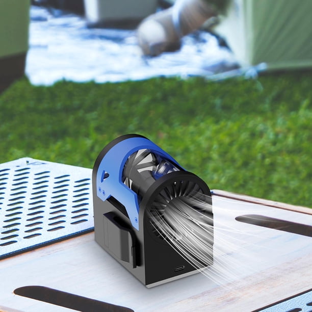 Ventilador de cintura, ventilador montado en la cintura, ventilador portátil con ajuste de cinco velocidades, ventilador de refrigeración portátil Azul negro