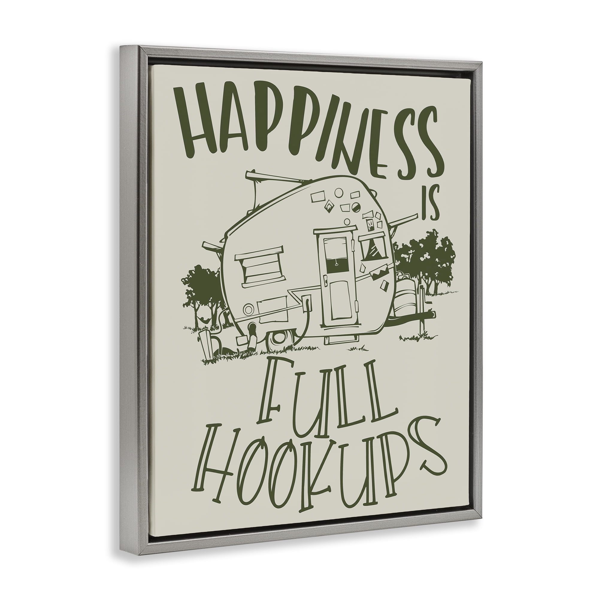Stupell Industries Full Hookups Camping Landscape Painting Gray Floater Framed Art Print Wall Art, 25 x 31