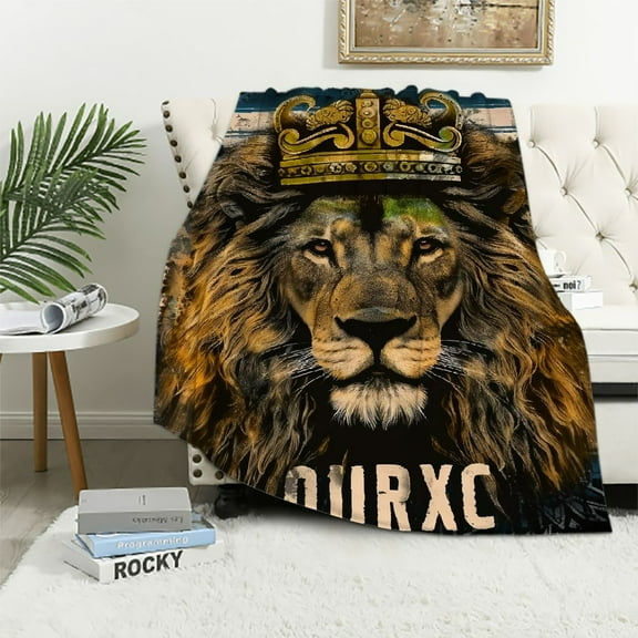 Sheronv Lion Crown Guatemala Warm Lightweight Fleece Blanket Soft Flannel Blankets Throw for All Seasons Living Rooms Sofa Decor Cow Gifts Blanket 40x50in