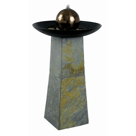 Kenroy Home Sleek Natural Green Slate with Copper Ball Indoor/Outdoor Floor Fountain