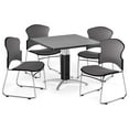 thumbnail image 2 of OFM Multi-Use Break Room Package, 42" Square Table with Fabric Stack Chairs, Gray Nebula Finish with Metal Mesh Base and Black Seats (PKG-BRK-048), 2 of 5