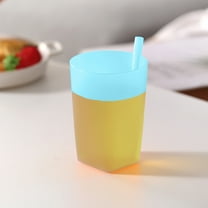 Fresh Candy Color Plastic Self-Contained Straw Cup, Lidless Integrated Cup for Juices and Milk, Convenient Drinking Cup, Portable, Sturdy, Safe Design