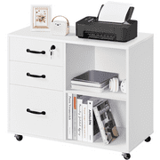 SmileMart Mobile Vintage File Cabinet with 3-Drawer for Home and Office, White