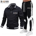 thumbnail image 4 of 2024 Conjuntos de chándal para hombre Conjuntos de sudadera y pantalones de chándal con cremallera y cuello alto Traje deportivo para correr Fitness, 4 of 4
