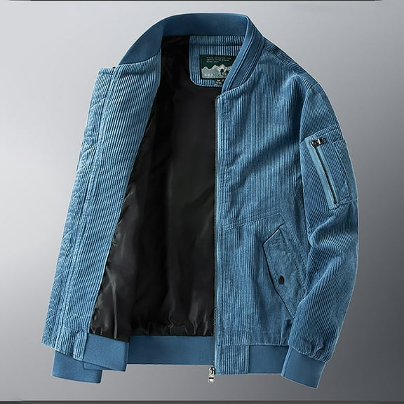 Tawop Mens Coats Long Sleeve Hoodless Casual Corduroy Trendy Mens Gift,Sky Blue,3XL