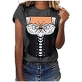 thumbnail image 1 of Pompotops Blouse Décontractée Mode Femme Imprimé Oktoberfest Col Rond T-Shirt Blouse Imprimée Tee Liquidation, 1 of 5