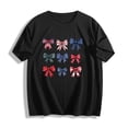 thumbnail image 4 of Mifsaly 4Th of July Cotton T-Shirts Women Red White and Blue Bows Graphic Patriotic Tees Crewneck Short Sleeve Independence Day Summer Top XL, 4 of 5