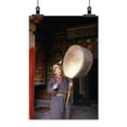 thumbnail image 2 of Print: Monk Playing Large Drum In Monastery, Lachung?, Sikkim, 1971, 2 of 4