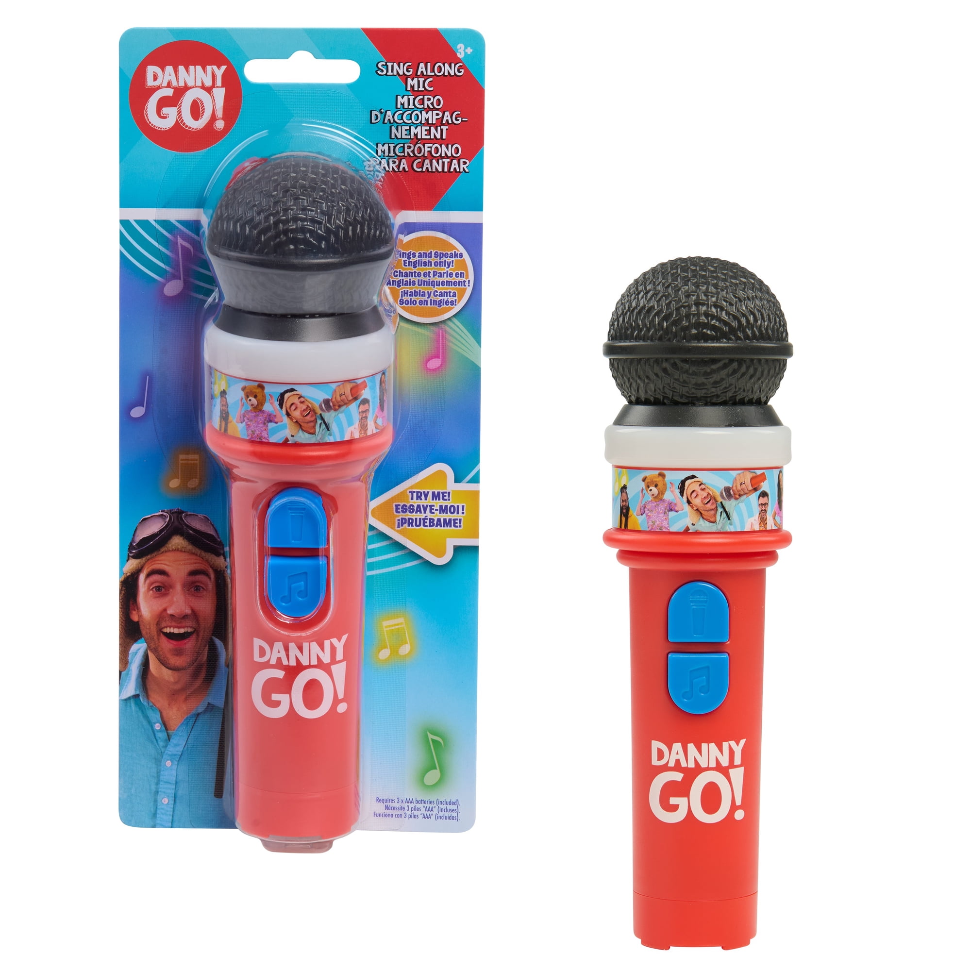Danny Go! Sing Along Mic, Interactive Light-Up Microphone Toy with Music and Sounds, 3 X AAA Batteries Included, Ages 3 years and up