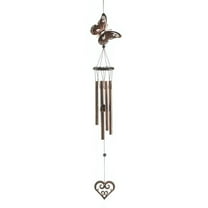 Zingz & Thingz Butterfly and Heart Outdoor Wind Chime - 31.5" - Brown