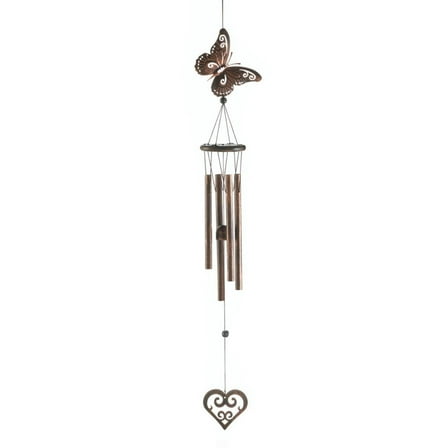 Zingz & Thingz Butterfly and Heart Outdoor Wind Chime - 31.5" - Brown