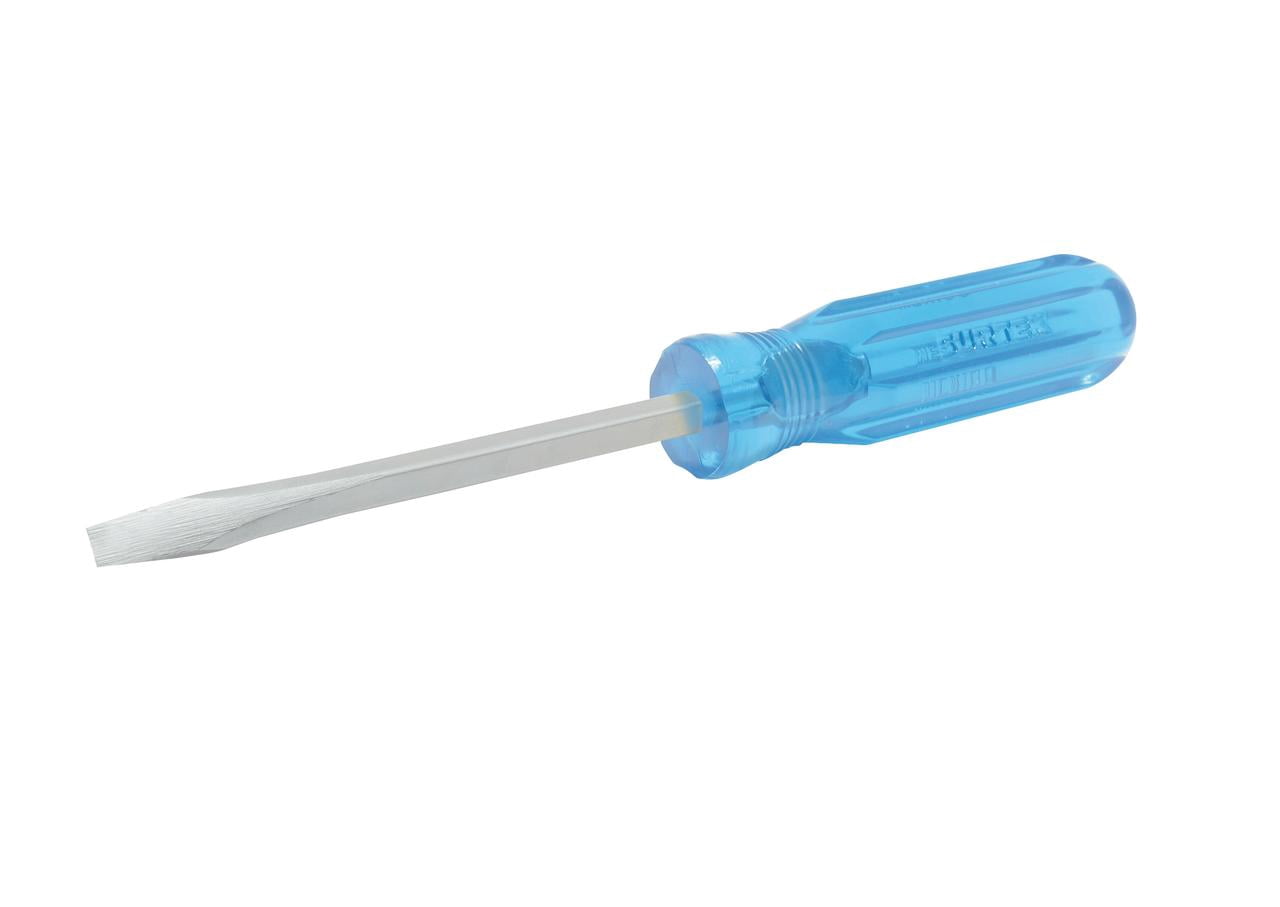 Surtek Blue Screwdriver Square Shank Flat Tip, 1/4x4"