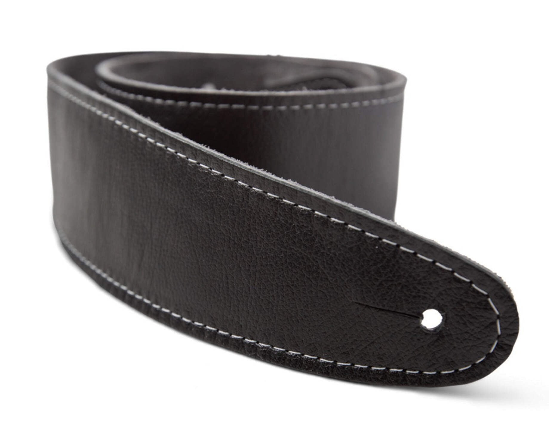 Taylor 2.5" Black Leather Guitar Strap - Black, Suede Back