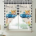 thumbnail image 2 of Black Plaid Easter Swag Valances for Windows 2 Pack, Kitchen Window Curtains 36 Inch Length, Truck Spring Floral Bunny Animals Rustic Privacy Swag Curtains for Living Room/Bathroom 36"x36", 2 of 8
