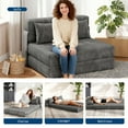 thumbnail image 4 of Sofá Cama Plegable de 76" - Futón Convertible de Tamaño Individual con Almohada y Colchón Plegable, Tela de Lino Moderna para Espacio Pequeño, Sala de Estar, Dormitorio, 4 of 14