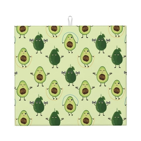 

Dish Drying Mats for Kitchen Counter Funny Avocado Green 16x18in Dish Drying Pad Coffee Mat with Hanging Loop Super absorbent Kitchen Counter Mat Coffee Bar Accessories
