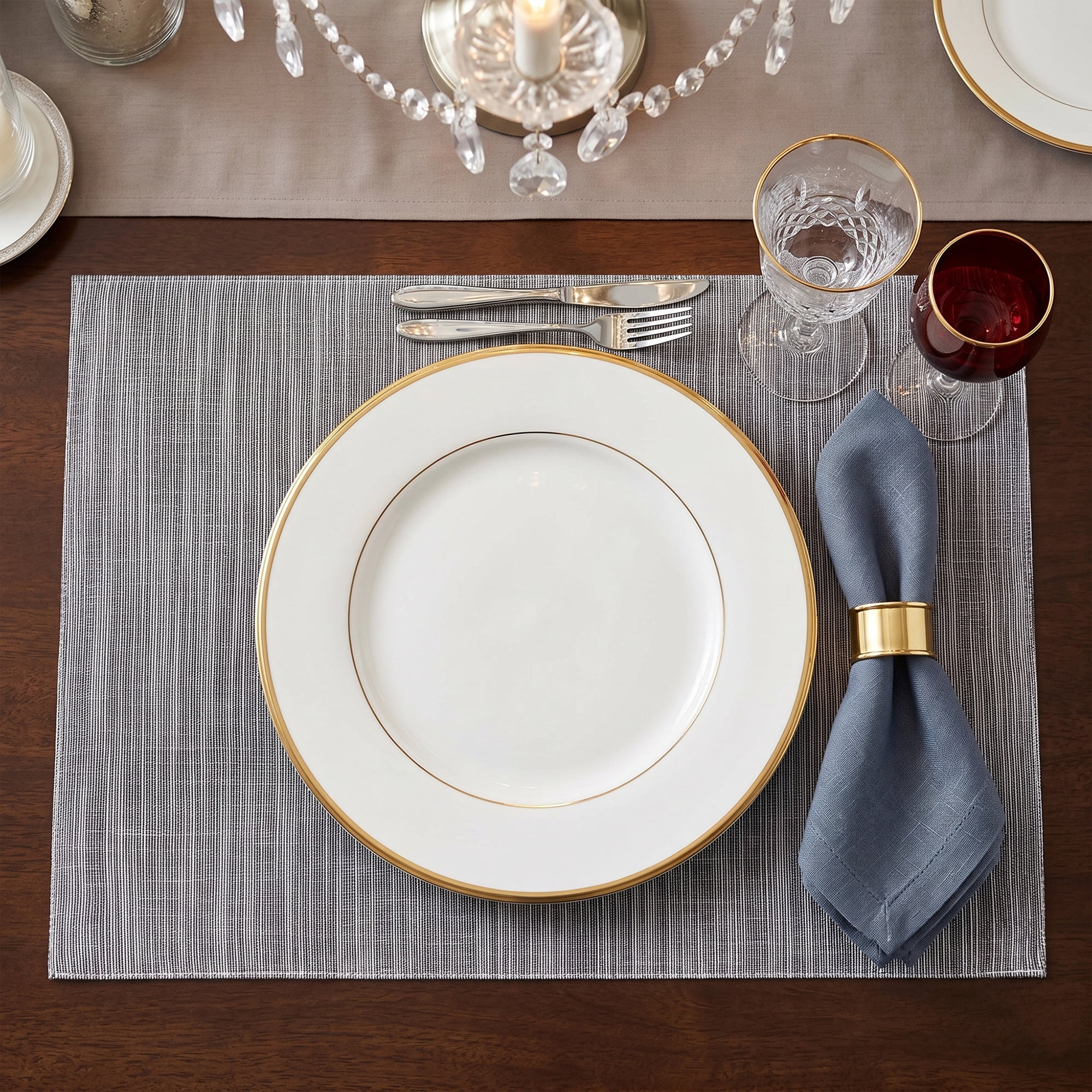 Unique Bargains 4Pcs Rustic Cotton Linen Blend Placemats Coffee 15.7x11.8inch