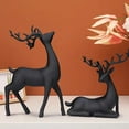 thumbnail image 2 of Reindeer Figurines Set of 2 Resin Deer Statues Sculpture Ornaments for Living Room TV/ Cabinet Home Decor B, 2 of 4