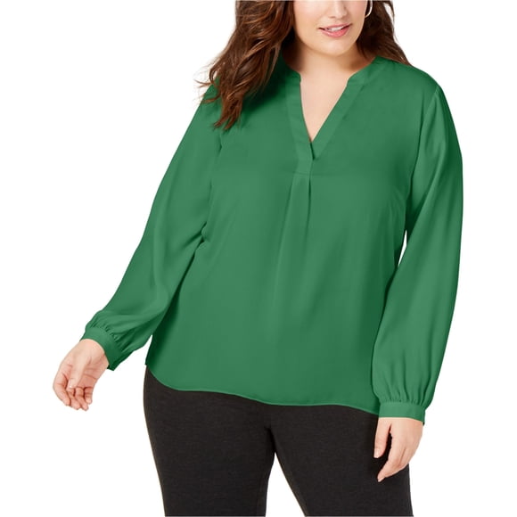 I.N.C Blouse d'Affaires pour Femmes, Verte, Grande Taille, 0X
