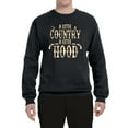 thumbnail image 2 of Wild Bobby, A Little Country, A Little Hood, Pop Culture, Unisex Crewneck Graphic Sweatshirt, Black, Small, 2 of 4