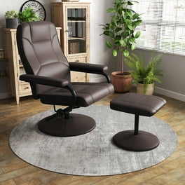 Mainstays Plush Pillowed Recliner Swivel Chair and Ottoman Set in Gray Walmart