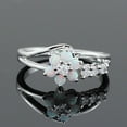thumbnail image 1 of Exquisite Round Cut White Fire Opal Stone 925 Sterling Silver Flower Opal Rings, 1 of 2
