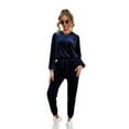 thumbnail image 2 of hirigin Fall Women Velvet Tracksuits Set Solid Color Long Sleeve Hoodie Sweatshirt and Casual Drawstring Sweatpants, 2 of 9