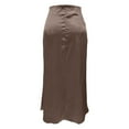 thumbnail image 3 of CUZIBR Women Bodycon Midi Skirts Stain Slim Fit Solid Color Stylish High-Waist Long Pencil Skirt Office Stretchy Summer Casual Club Going Out Casual Dailywear,Khaki,L, 3 of 4