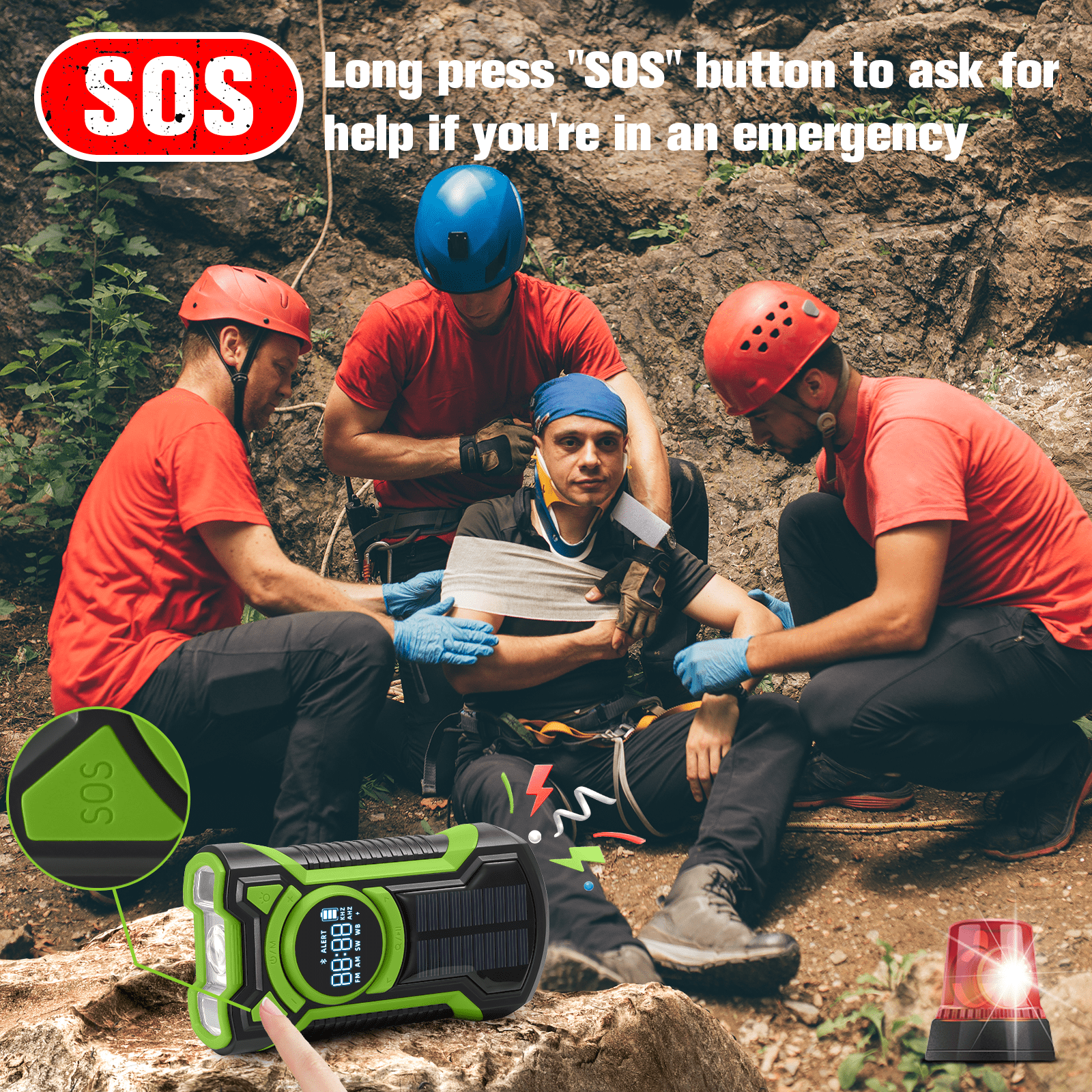 GEAK Emergency Radio Hand Crank, NOAA Weather Radio Portable AM/FM, 5000mAh Rechargeable Phone Power, USB/Solar/Hand Crank Charging, Small Pocket Radio with SOS Alarm for Indoor/Outdoor Emergencies