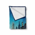thumbnail image 2 of Cityscape Soft Flannel Fleece Throw Blanket, Big City Night Panorama from a Balcony with Skyscrapers, Cozy Plush for Indoor and Outdoor Use, 60" x 80", Pale Yellow Night Blue, by Ambesonne, 2 of 6