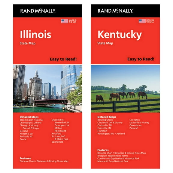 Rand McNally State Maps: Illinois and Kentucky (2 Maps)