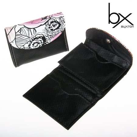 2 Womens Buxton Floral Pop Art Business Card & Credit Case Holder Snap Wallet