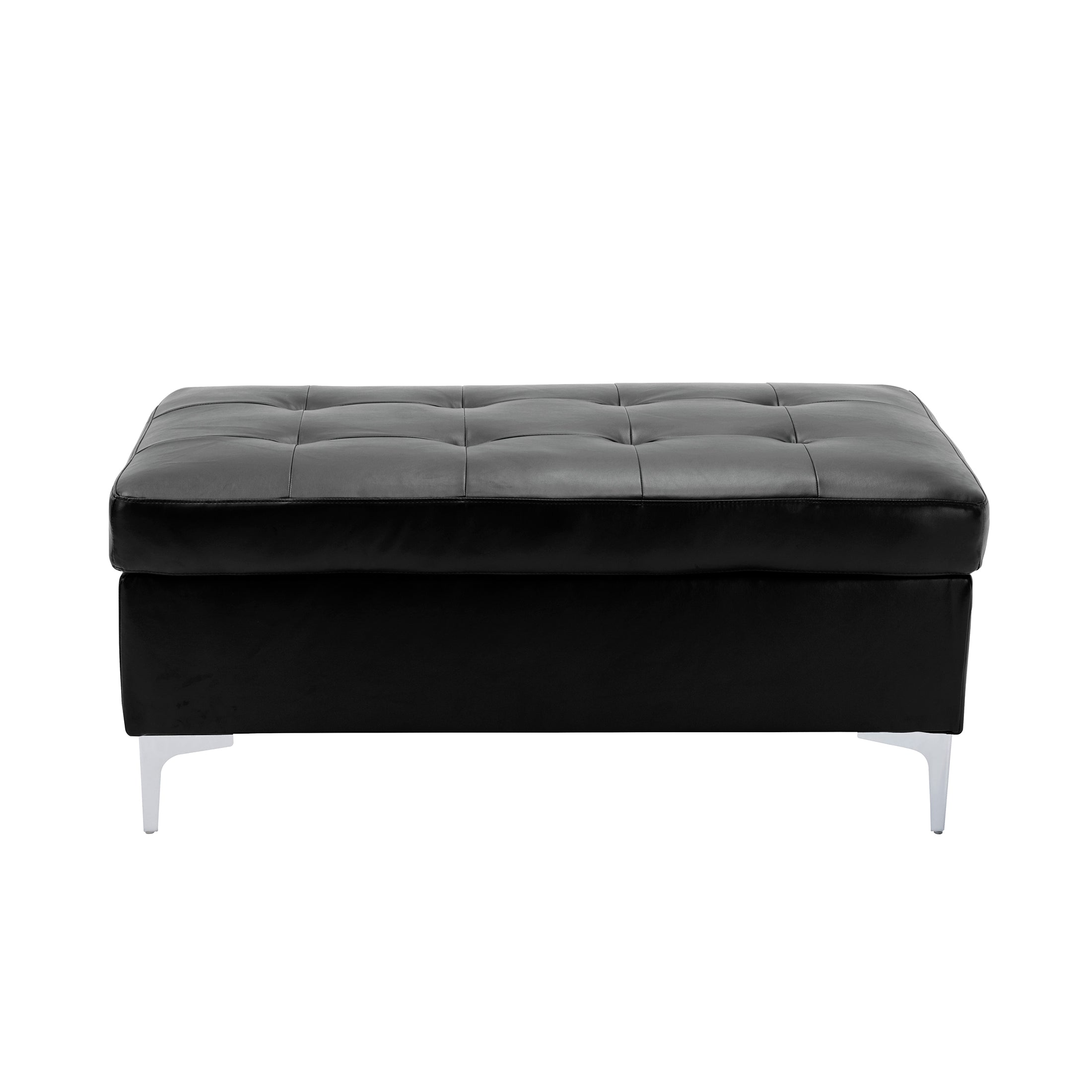 OakvillePark Tiverton Faux Leather Upholstered Ottoman, Black