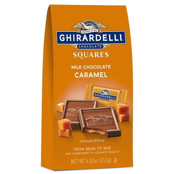 1 x GHIRARDELLI Milk Chocolate Squares with Caramel Filling, 5.32 OZ Bag