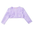 thumbnail image 3 of Fldy Kids Flower Girls Cover Up Bolero Long Sleeve Floral Embroidery Pageant Wedding Shrug Cardigan Lavender 130, 3 of 7