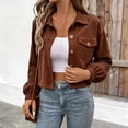 thumbnail image 2 of RongHuan Women's Knit Jackets Casual Button Down Cropped Jacket Fall Winter Long Sleeve Lapel Coats with Pockets, 2 of 6