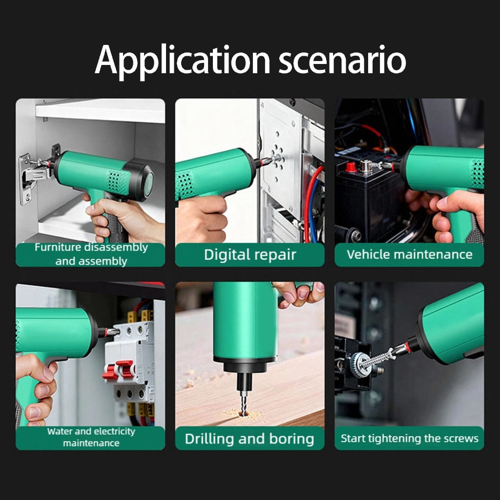 Cordless Electric Screwdriver Set Magnetic Extension Rod Rechargeable Battery
