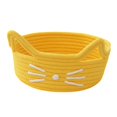thumbnail image 1 of Cesta de algodón con forma de gato de dibujos animados, contenedor de cosméticos, adorno decorativo, gatito moderno Amarillo, 1 of 9