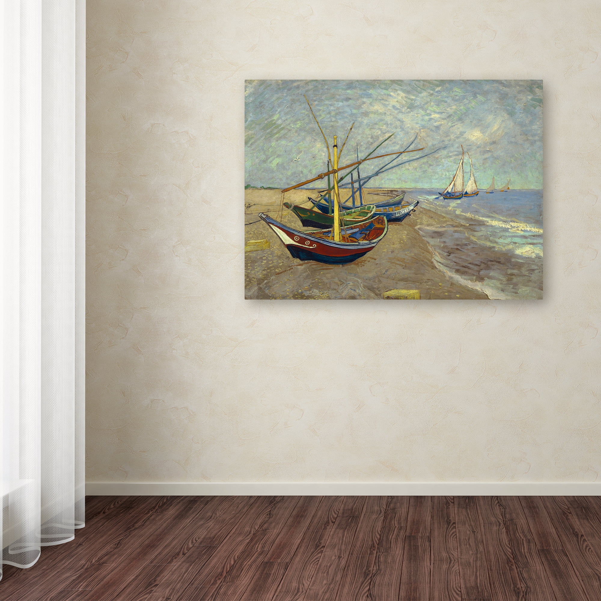 Vincent Van Gogh 'Fishing Boats on the Beach' Canvas Art